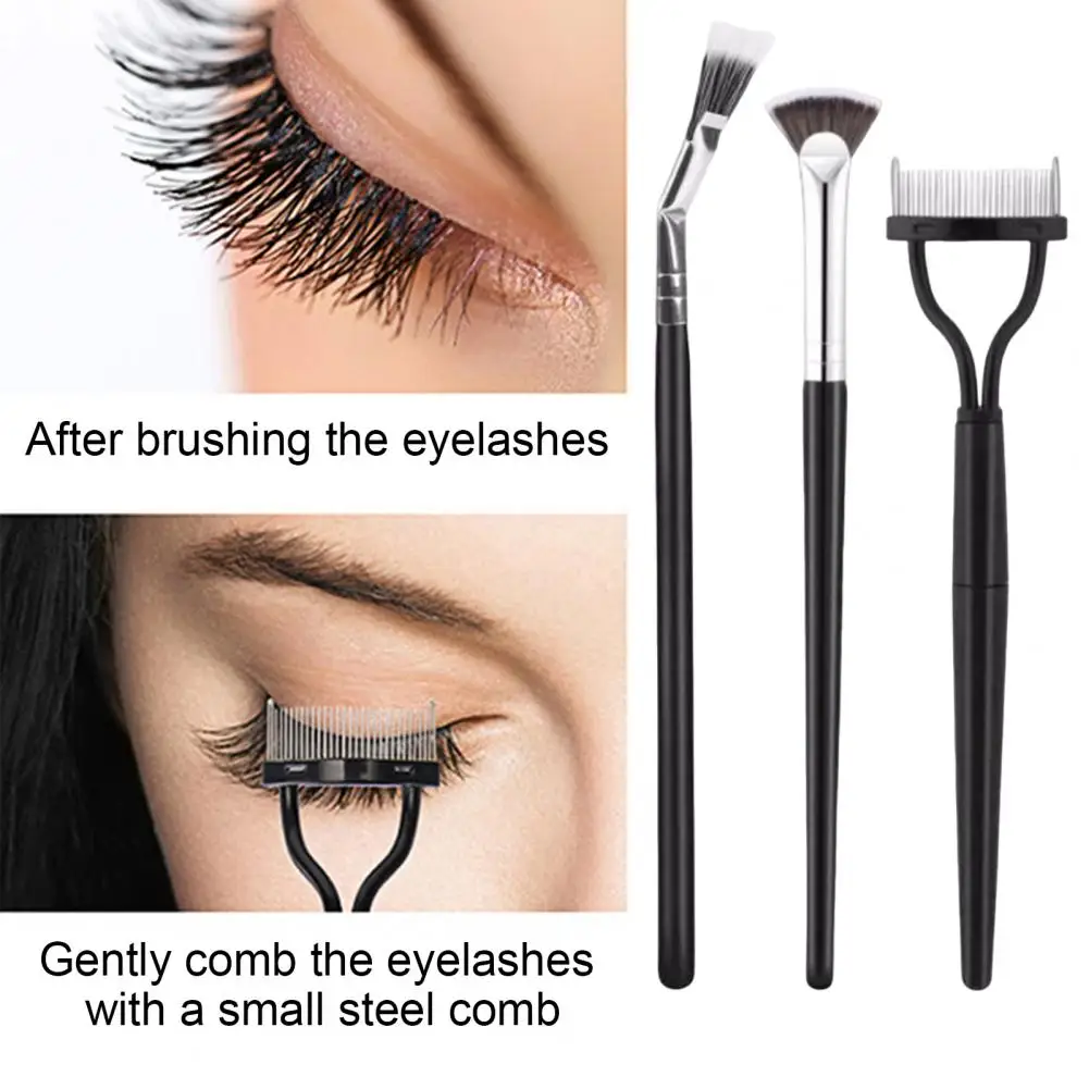 

Soft Bristle Eyelash Brush Ergonomic Eyelash Brush Set for Women 3pcs Scalloped Lashes Comb Separator Tool Portable for Girls