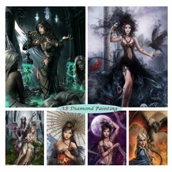 5D AB Drills Diamond Painting Gothic Geisha Steampunk Girl Portrait Rhinestones Woman Embroidery Cross Stitch Kit Home Decor