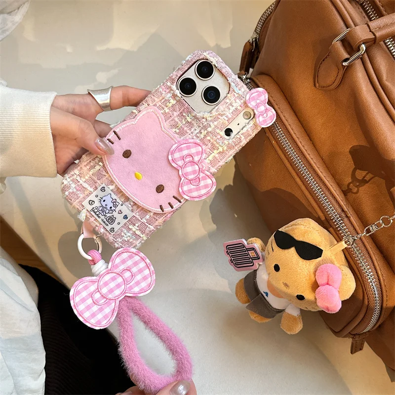 

Kawaii Cartoon Hellokitty Star Phone Case For iPhone 17 Pro 14 15 16 Pro Max Protective Cover with Stand Holder Cute Cases