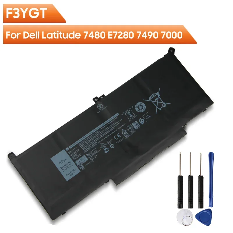

Сменный аккумулятор F3YGT для Dell Latitude 7480 E7280 7490 7000 DM3WC 2X39G, перезаряжаемая батарея 60 Втч