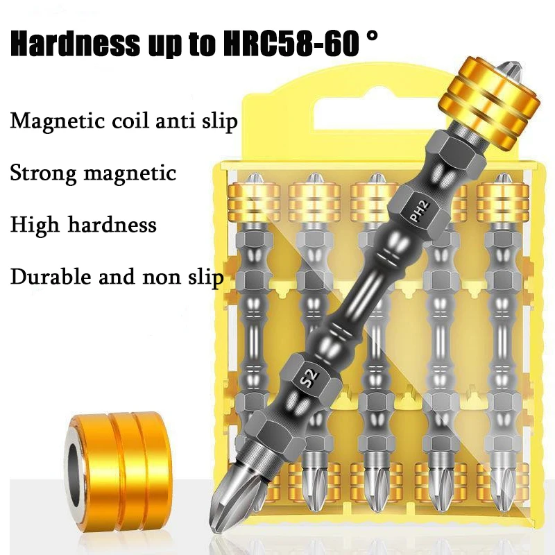 PH2 Hardness 65mm/110mm Double Cross Head Hexagonal Handle Magnetic Electric Screwdriver with Ring Cross Screwdriver Set