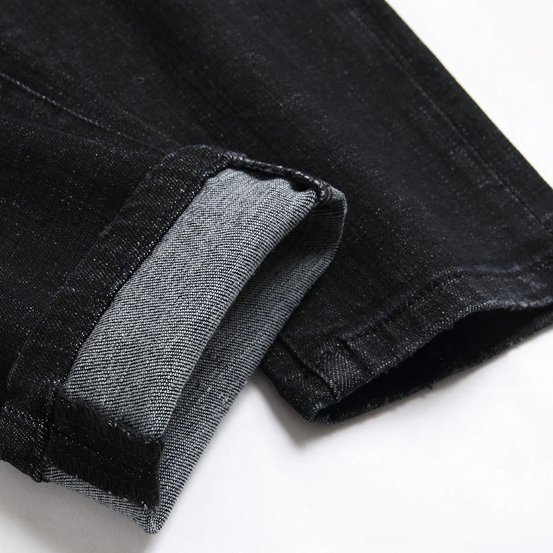Men's jeans Italian black digital print ripped check with hot Diamond small straight leg jeans for men DsQ1033 Large size 44-58