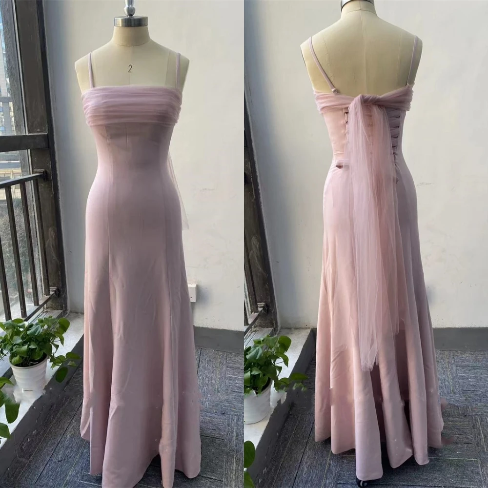 Jiayigong  Prom Satin Draped Celebrity A-line Spaghetti Strap Bespoke Occasion Gown Midi Dresses