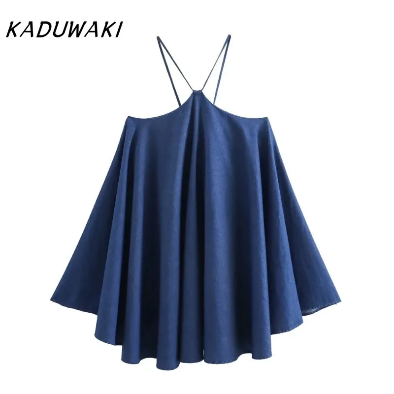 KADUWAKI, новый летний женский модный халат, повседневный шикарный облегающий джинсовый топ с открытой спиной, Vestidos De Tricô Femenino Shein