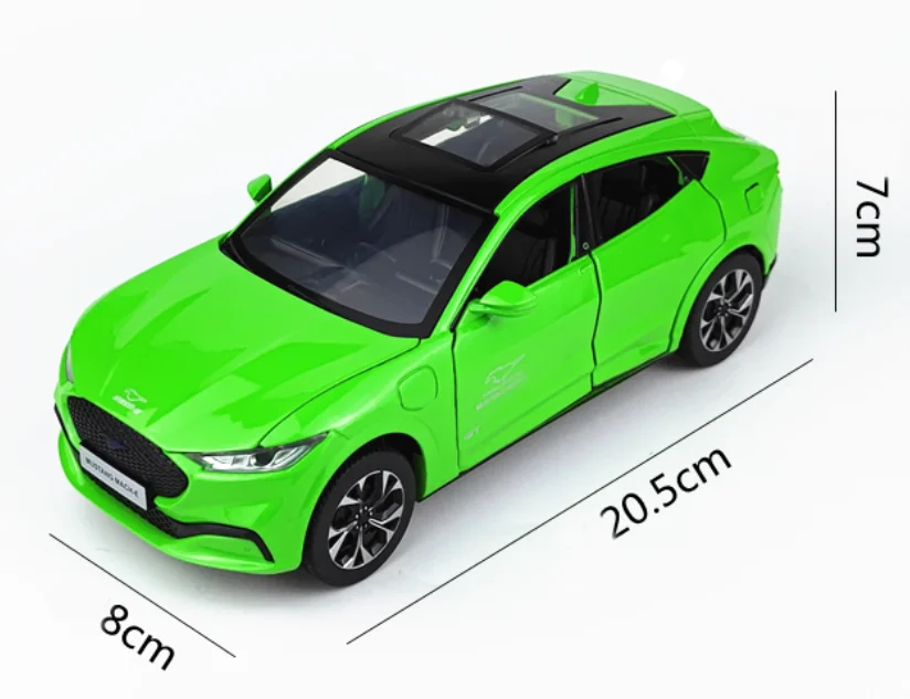 1:24 Ford Mustang Electric Horse Mach-E Alloy Sports Car Model Diecast Metal New Energy Pull Back Car Sound Light Kids Toys Gift