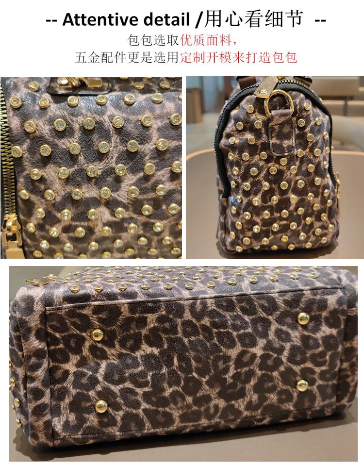 Кожаные женские сумки, модная бостонская большая вместительная сумка через плечо с заклепками, роскошная дизайнерская сумка-мессенджер Ita Bag