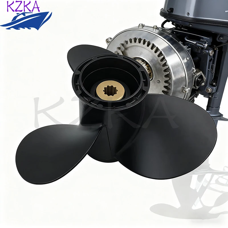 9 1/4 X 9 Aluminum Alloy Propeller 58100-93723-019 For Suzuki Outboard Engine 8HP-20Hp 3 Blade Black 10 Spline Tooth R Rotation