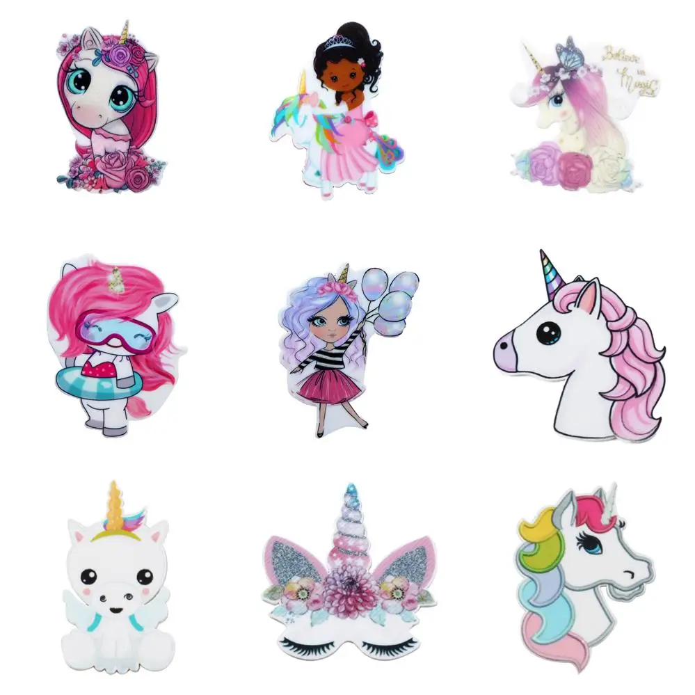 5PCS Unicorn Horse Resin flatback For Hair Bows Custom Cartoon Planar Resin Designs Crafts For DIY Phone Decorations,5Yc17420