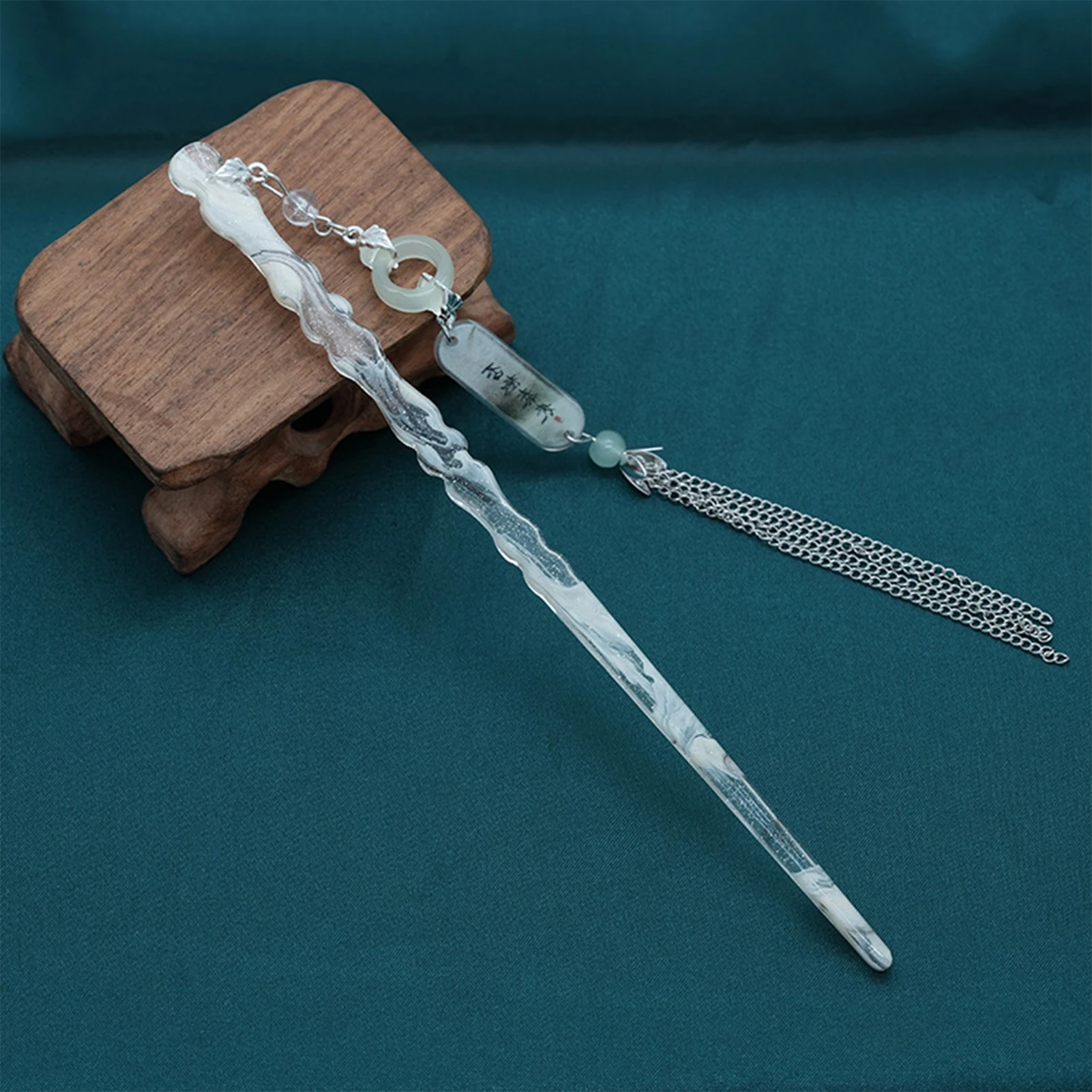 Chinesische Tuschemalerei Quaste Haarnadel Neue Hanfu Haarschmuck für Frauen Traditionelle Haarstäbchen Alten Stil Haarspangen