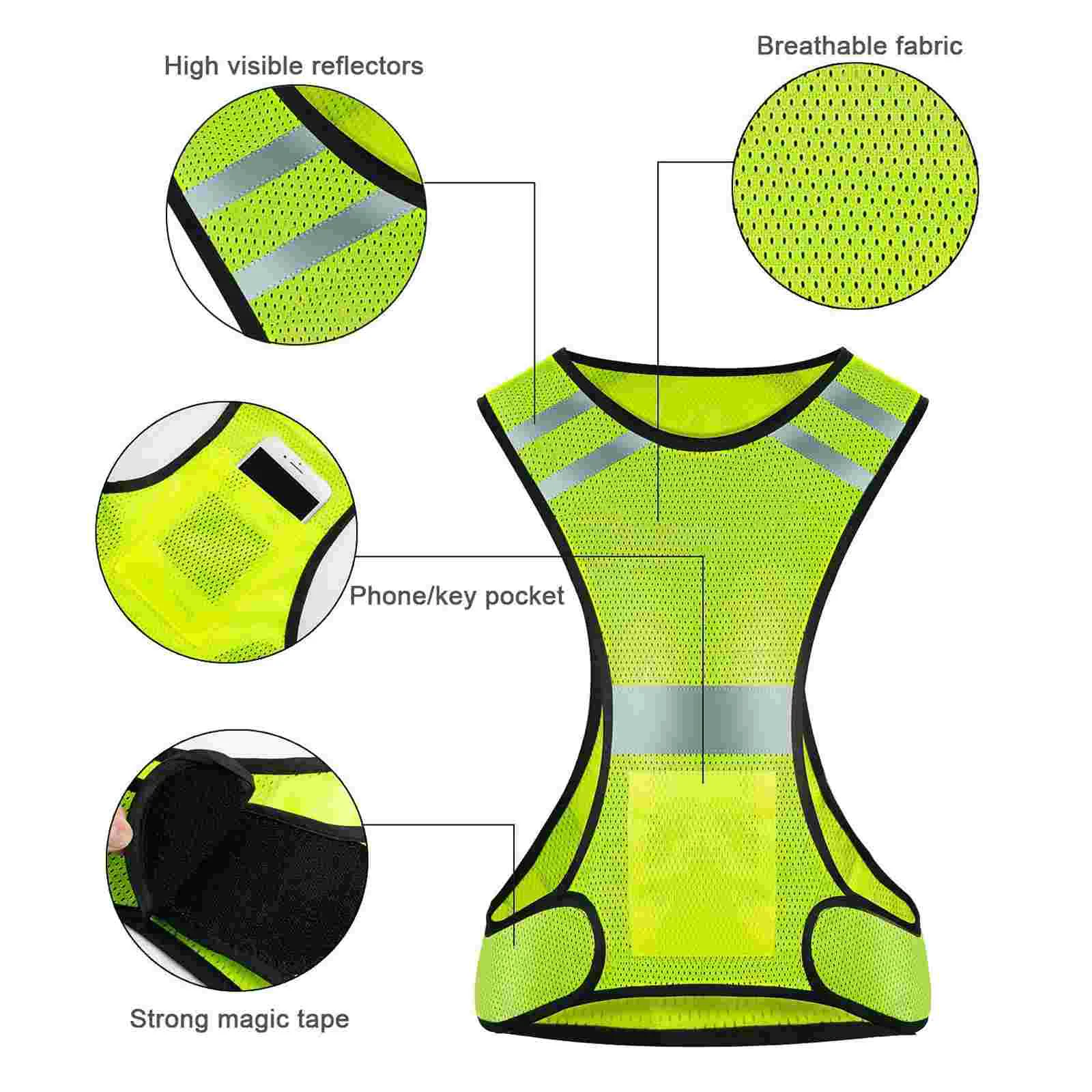 Reflective Safety Vest For Running Jogging Walking Bike  (Luciffer Yellow) Reflective Jacket High Visibility Vest