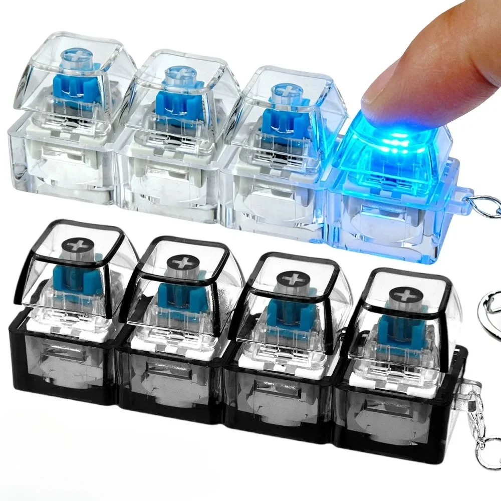1-4Pcs Mechanical Keyboard Keychain 4-keys Anti Stress Clicker Keycap Decompression Desktop Button Office Gadget Gift for Adults