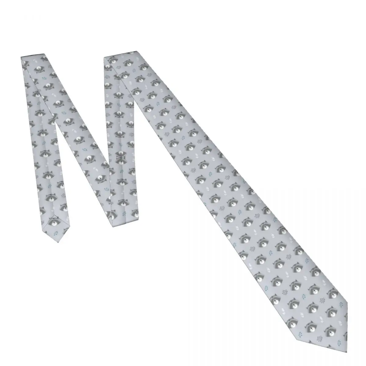 Mens Tie Classic Skinny Cute Raccoon Heads Neckties Narrow Collar Slim Casual Tie Accessories Gift
