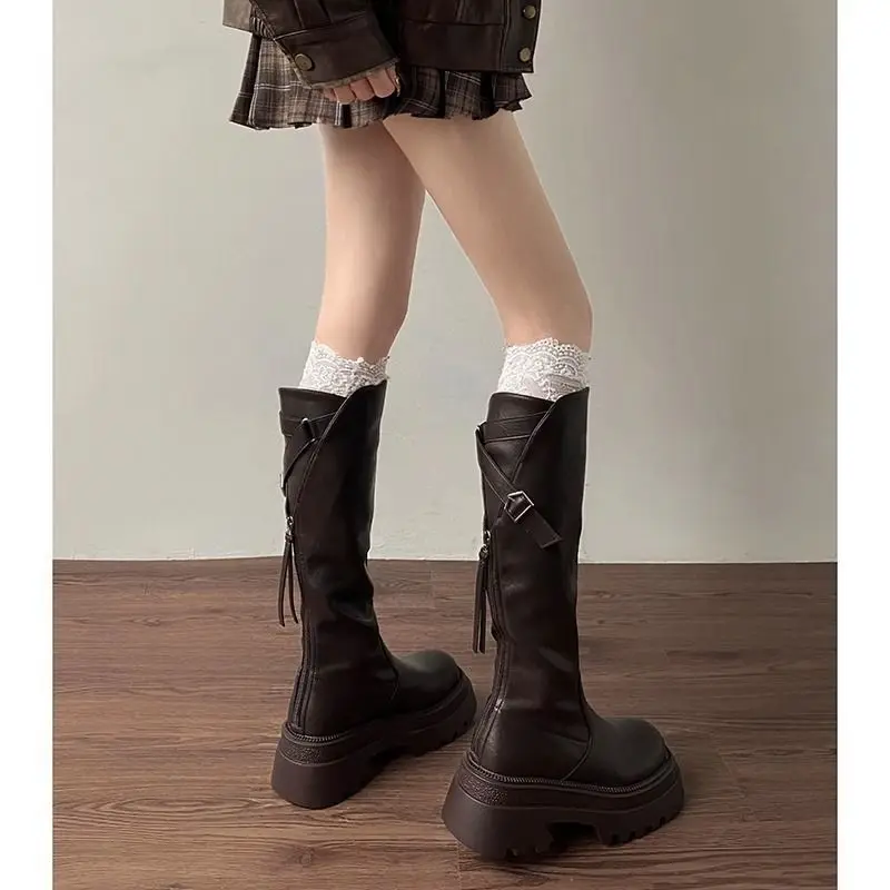 Elastic Knight Boots 2026 Spring/Autumn New Thick Bottom High Barrel Back Zipper Over Knee Long Tube Boots for Children