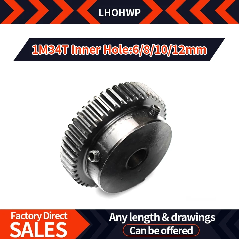 

Table Gear Motor Reducer Gears Cnc Transmission Metal 45 Steel Spur Blackened Fixed 1M34T Parts Inner Hole 6/8/10/12mm