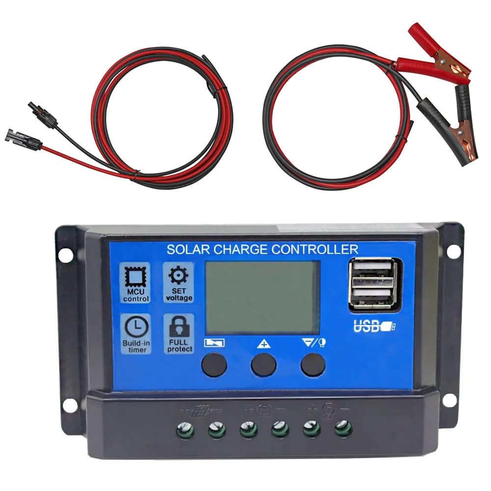 Ładowarka solarna Regulator 12V 24V 60A/50A/40A/30A/20A/10A PWM z kablami