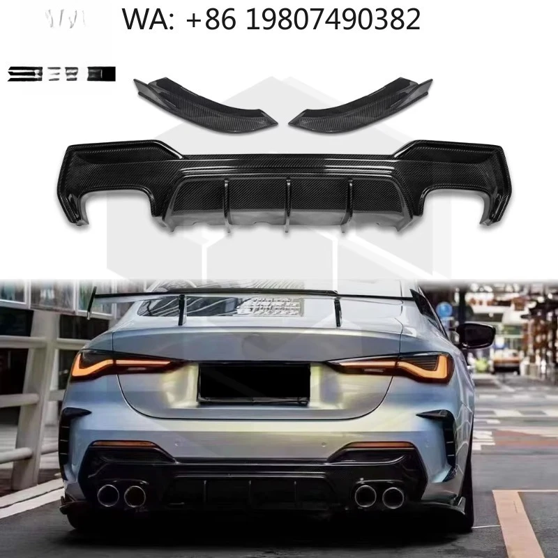 Dry Carbon Fiber Rear Aero Diffuser With Side Lip Splitter Bumper Body Kit Fit For  G22 G26 4 Series 420i 430i M440i Car Mod