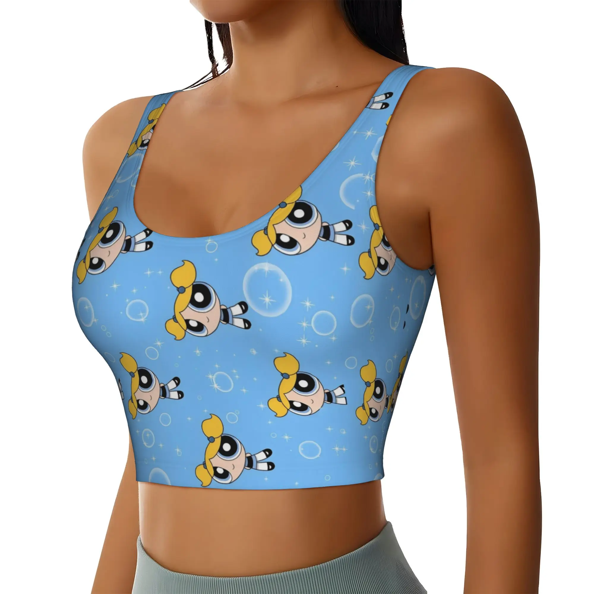 Custom Poweres Anime Puffes Workout Crop Tank Tops Women Seamless Buttercup Blossom Bunny  Yoga Running Sports Bras