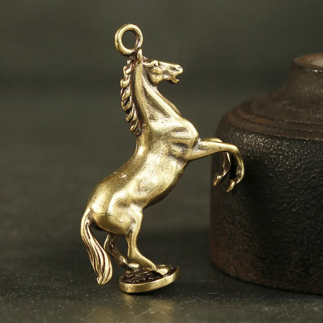 Mini Brass Ornaments Decoration Desk Gift Horse Metal Office Pendant Portable Vintage Parts Accessory Figurines 4.8*3.7*1.2cm