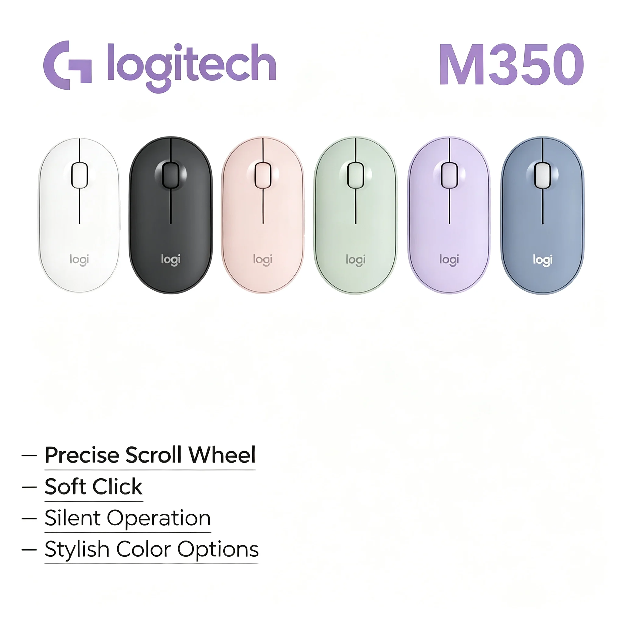 Logitech M350 Wireless Silent Mouse 2.4G Ergonomic Optical Mice Long Battery Life Plug and Play For Laptop PC Desktop