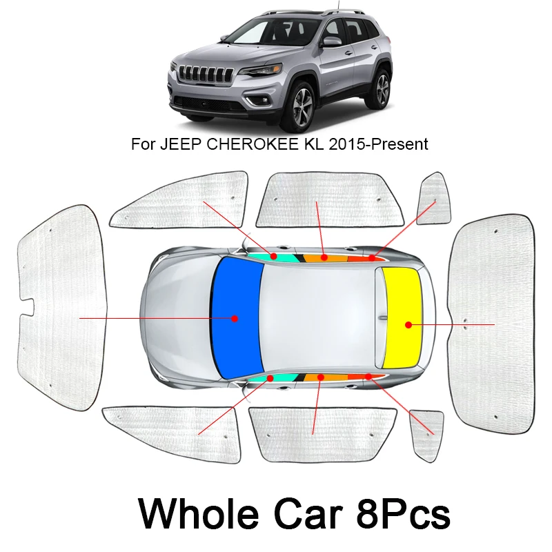 

Автомобильные солнцезащитные козырьки с защитой от ультрафиолета для JEEP CHEROKEE KL 2015-2025, занавеска на боковые окна, солнцезащитный козырек, переднее лобовое стекло, внутренний аксессуар