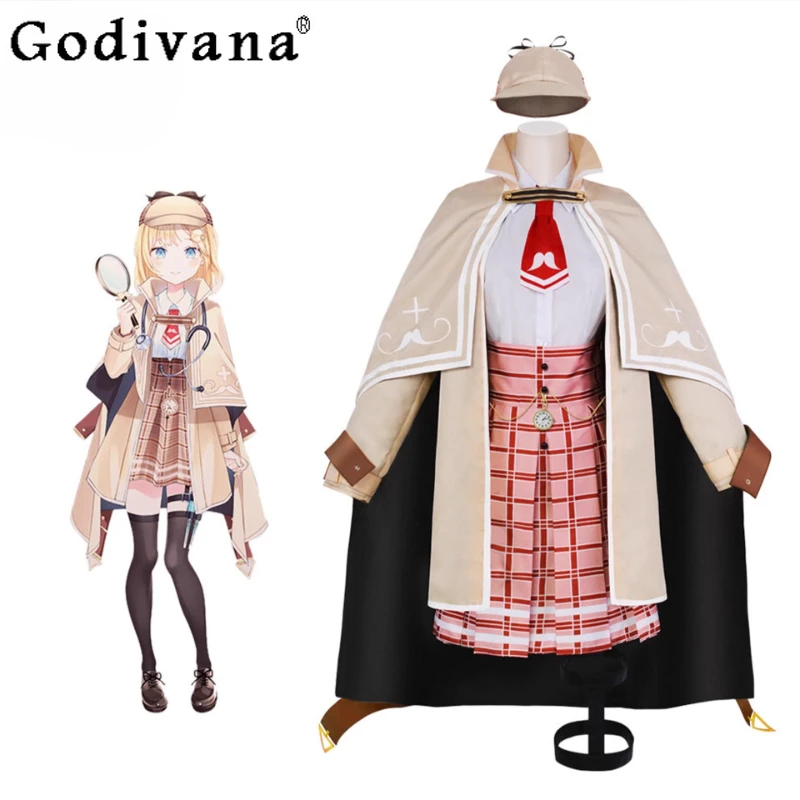 Anime Cosplay Costume for Girls Full Set Detective Halloween Uniform Outfit Women's Cap Hat Socks Prop Street Suits