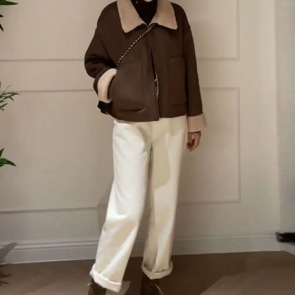 Casual Turn-down Collar Thicker Jackets Vintage Keep Warm Short Coat Fashion Korean Style Coat Autumn Winter