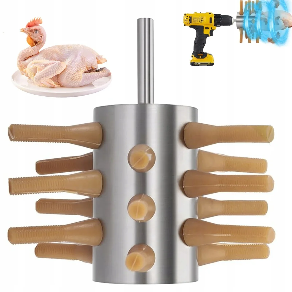 Professionelle Geflügelrupfmaschine, 0,4 Zoll/1 cm Schaft Edelstahl-Enthaarungswerkzeug für Hühner, Enten, Gänse, Wachteln, Tauben
