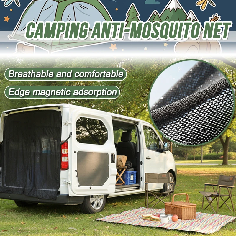 Waterproof Universal Magnetic Sliding Door Tailgate Net Insect Mosquito Fly Screen Net Camper Flyscreen Van Mosquito Curtains