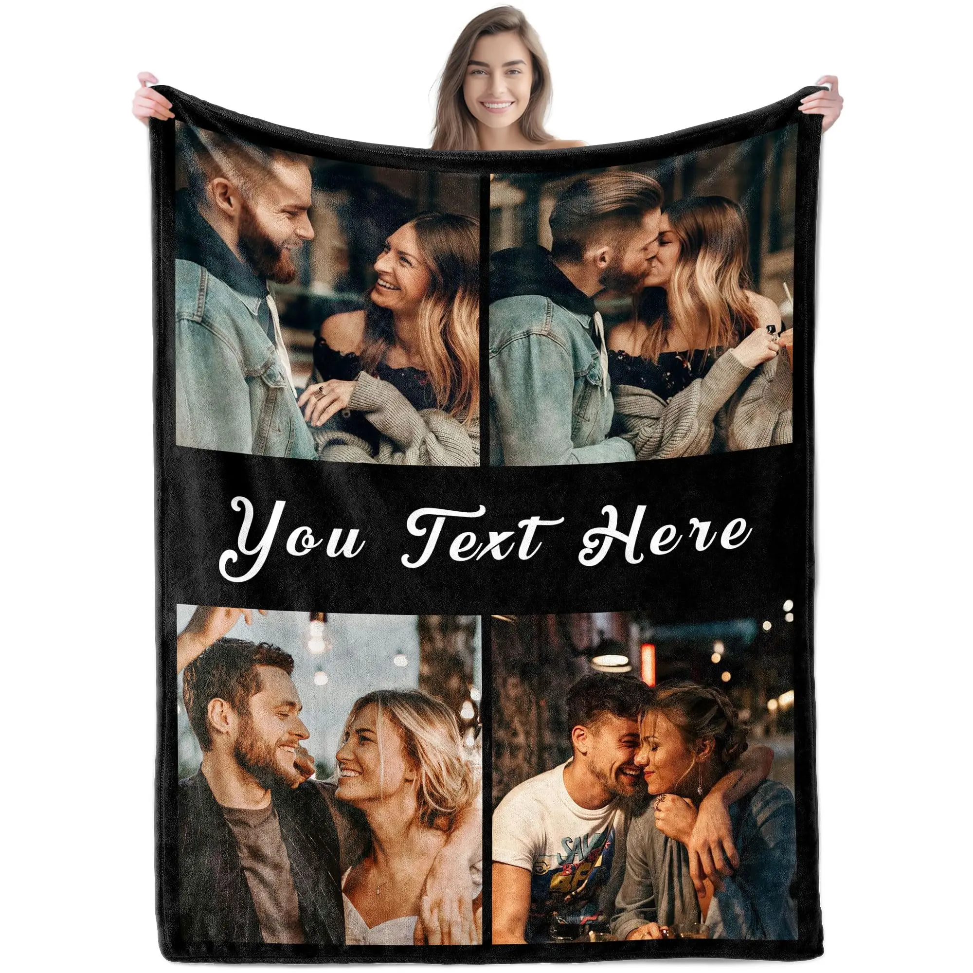 Custom Blanket with Picture - Printed in USA Customized Photo Blankets with Text