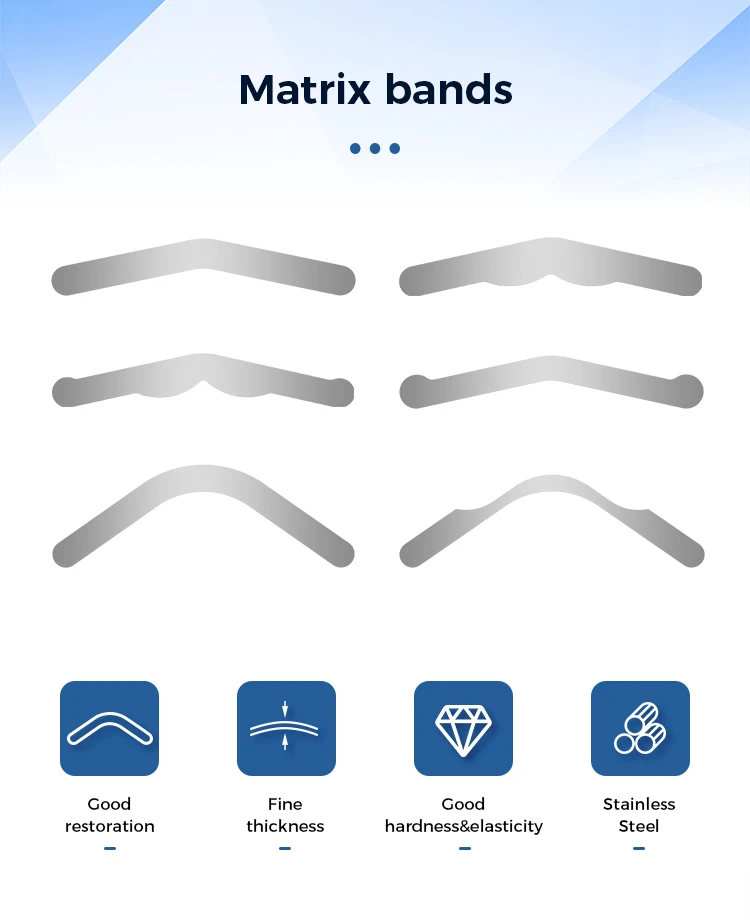 20PCS Dental Matrix Bands Rand Höhe Große Erhöhte Krümmung Schnitt Konturierte Matrizen Zahnmedizin Restaurierung AZDENT – Detail 1