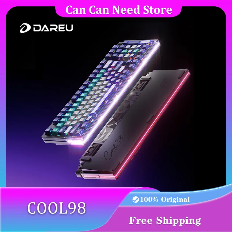 

DAREU Cool98 Mechanical Keyboard with Star Ring Light Strip Tri Mode Wireless RGB E-sports Gaming Keyboard Transparent FPS
