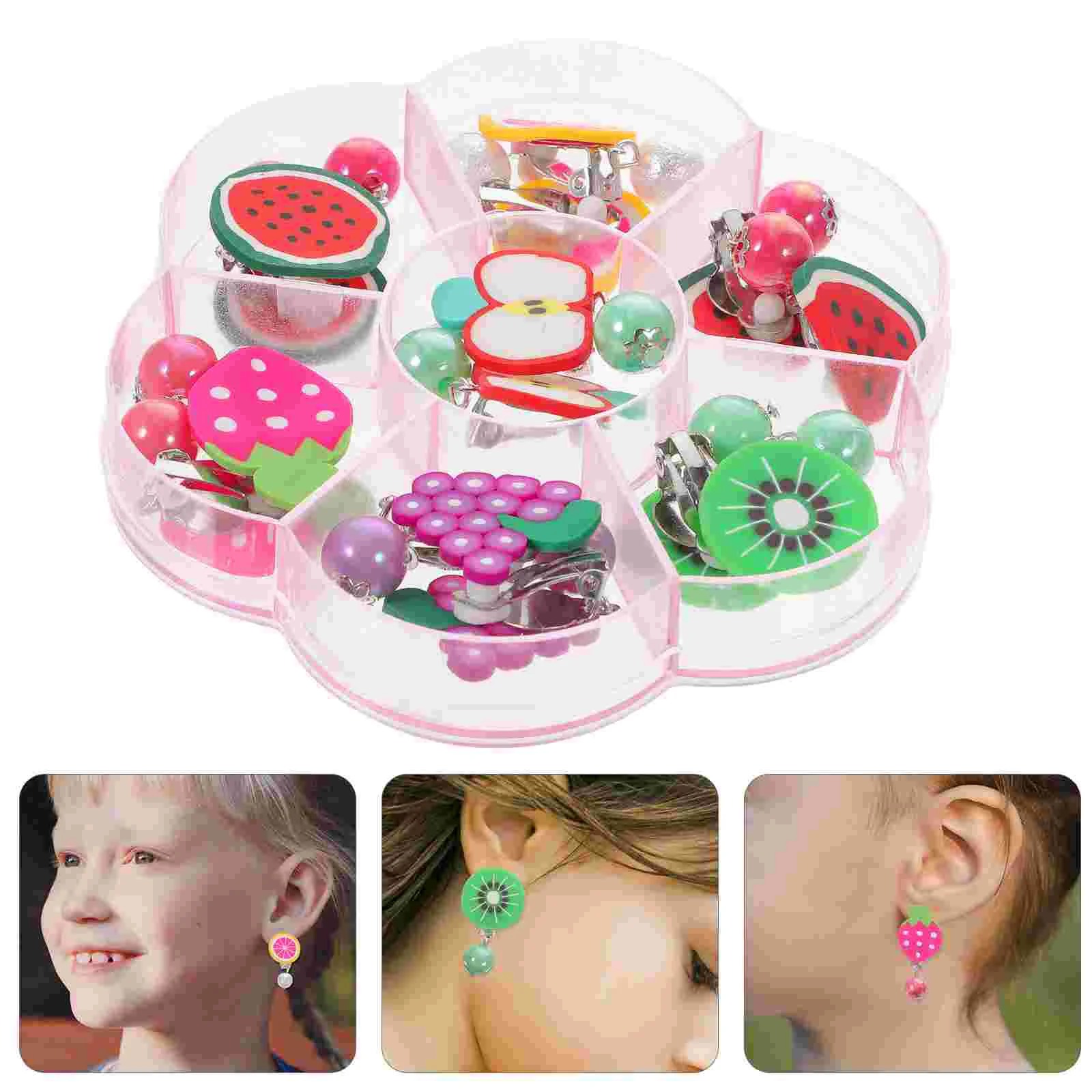 Toddler Hoop Earrings for Girls Kid Clear Stud Clip-on Jewelry Princess Child Kids Earings