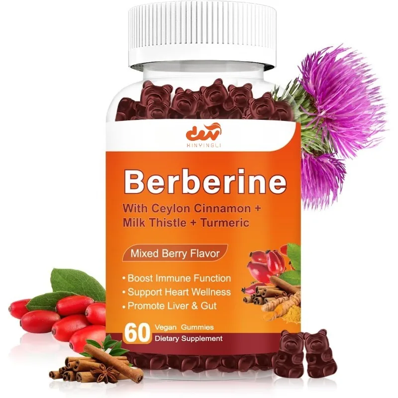 Berberine Gummies, HCL Containing Ceylon Cinnamon, Magnesium Citrate, Adult and Children's Milk Thistle Supplements