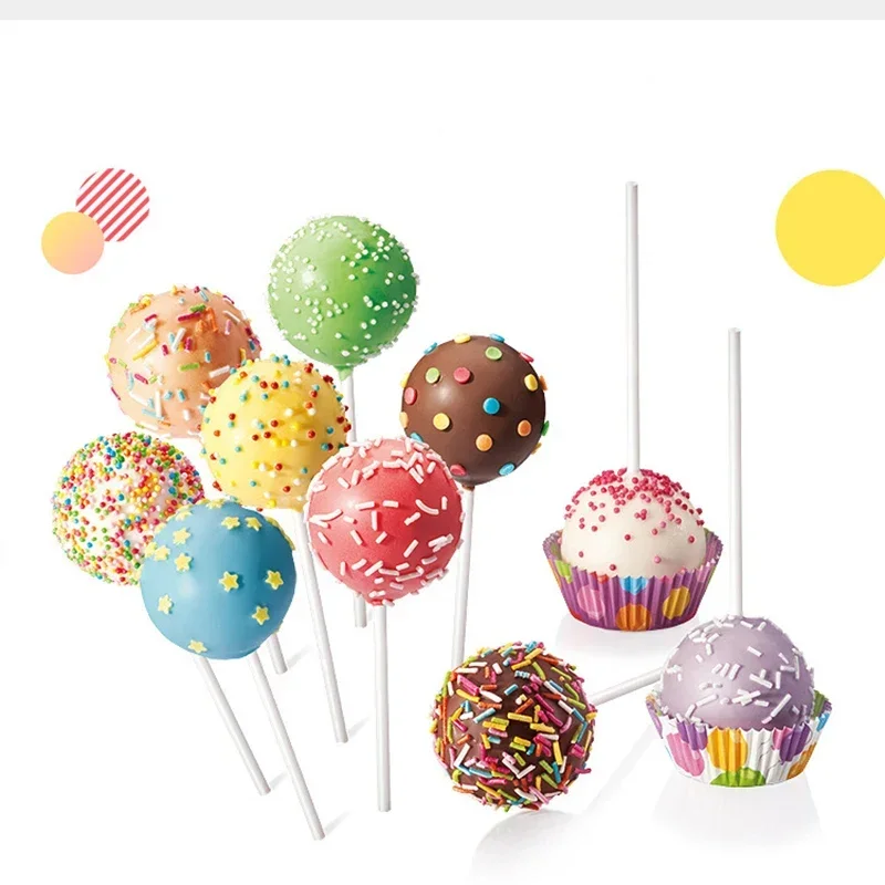 

12 Hole Silicone Cupcake Mold Ball Shaped Silicone Lollipop Chocolate Cake Sphere Baking Ice Cube Maker Ice Tray Stick Tool