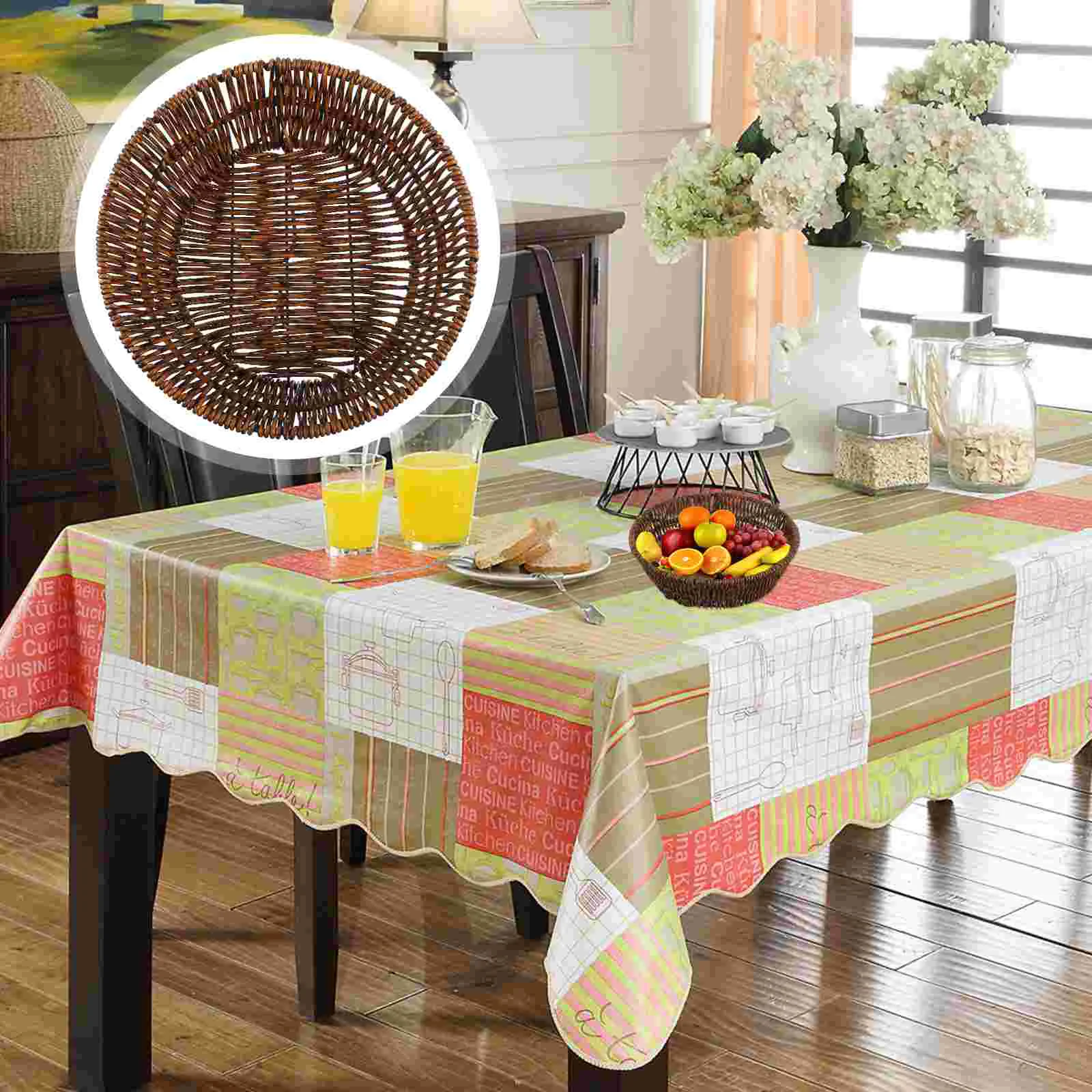 

Tray Storage Basket Food Trays Small Wicker Baskets Plastic Round Woven Vegetable