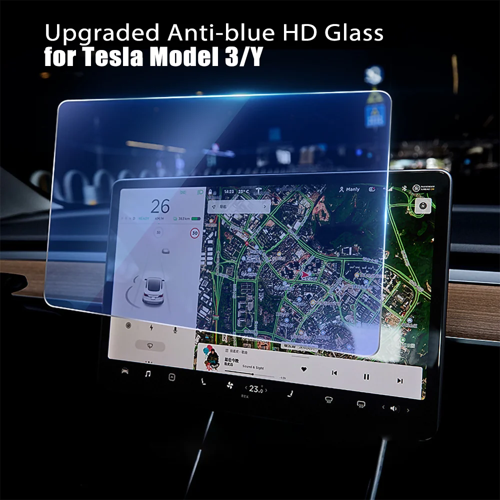 Tempered Glass for Tesla Model 3 Y Center Screen Navigation Protector Film Touchscreen Applicator Waterproof Modely Accessories