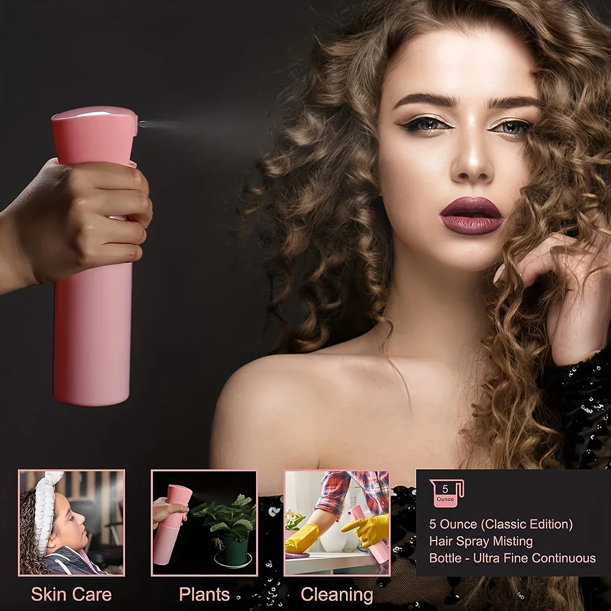 7pc/set Professional Hairdressing Kit Tool Includes Hair Brush Spray Bottle Rat Tail Comb Hair Braiding Loop Styling Accessories view 5