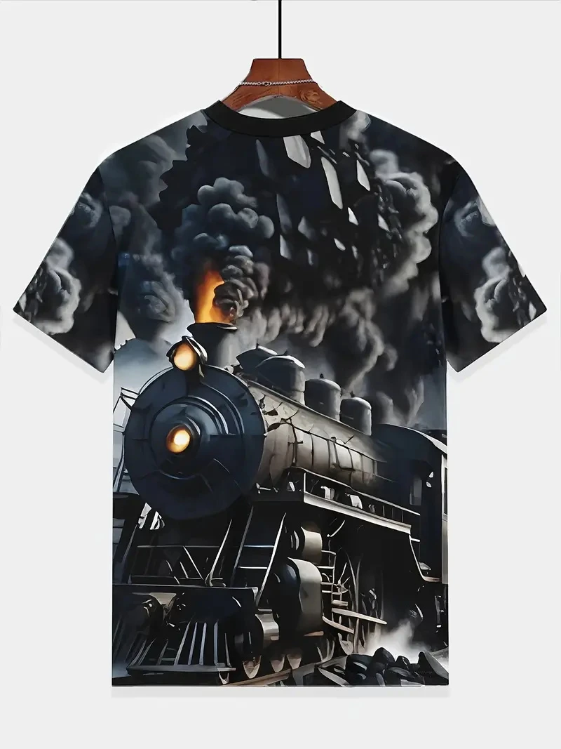 New Fashion Train Pattern 3d Print T Shirt Men Women Summer Casual Short Sleeve Oversized T-Shirt Tee Harajuku Y2k Kids Clothing