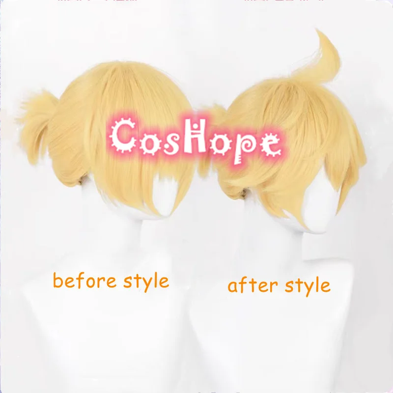 Len Cosplay Wig 30cm Short Wig Light Yellow Wig Cosplay Anime Cosplay Wigs Heat Resistant Synthetic Wigs