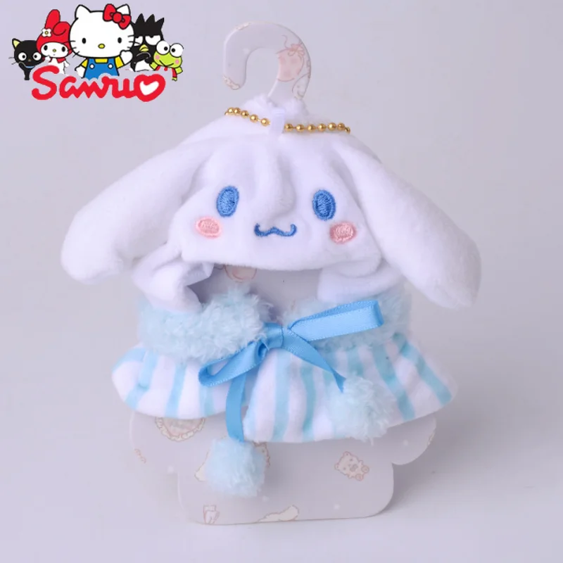 Japanese New Cute Sanrio Melody Kuromi Hello Kitty Cinnamoroll Pochacco Cartoon Doll Cape Clothes Pendant Keychain Kids Gift 8cm