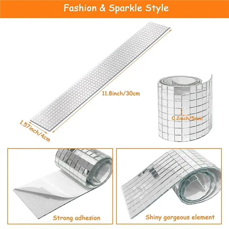 ABNH 26 PCS Mirror Mosaic Tiles Self Adhesive Disco Ball Tiles Small Square Mirror Mirror Tiles Sticker for DIY Craft