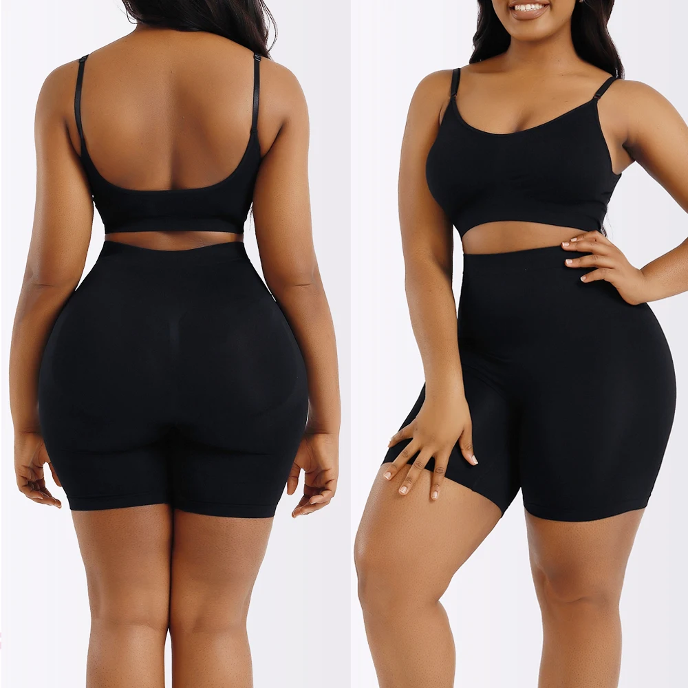 Shapewear Set pembentuk tubuh wanita, Bodysuit untuk kontrol perut tanpa jahitan Shapewear celana pendek