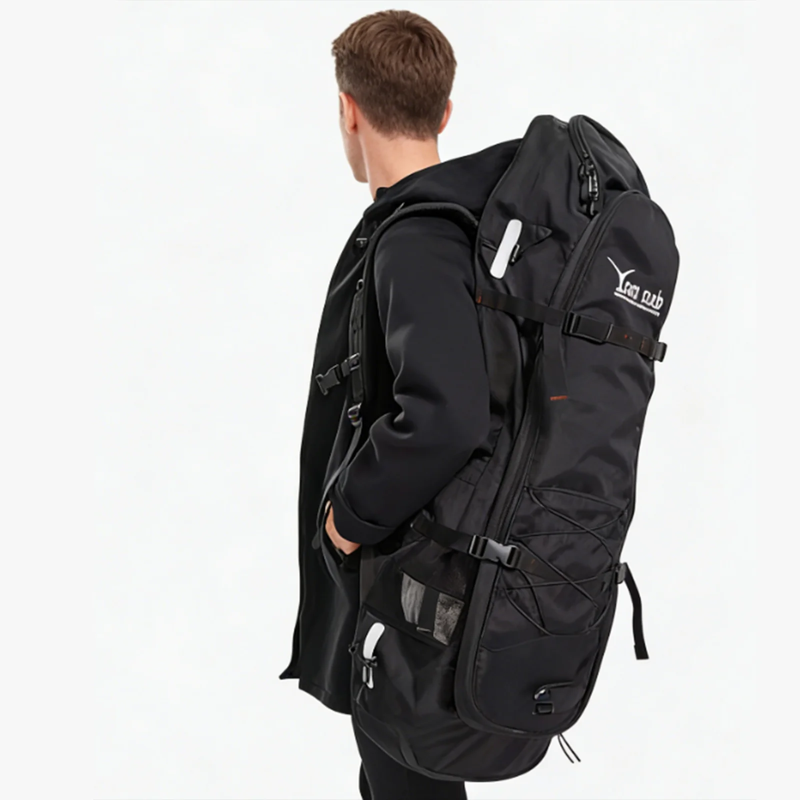Long Flippers Bag Freedive Fin Backpack Breathable Mesh Drain Holes Adjustable Shoulder for Spearfishing Snorkeling Travel