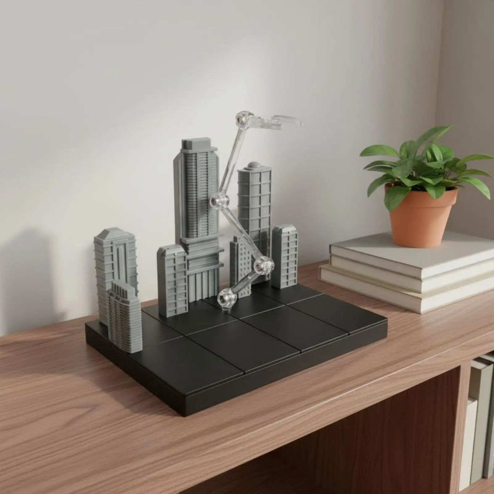 Support d'affichage articulé pour figurines robotiques, compatible avec les dioramas de bataille et les modèles de robots, pour une pose dynamique et une compatibilité polyvalente.