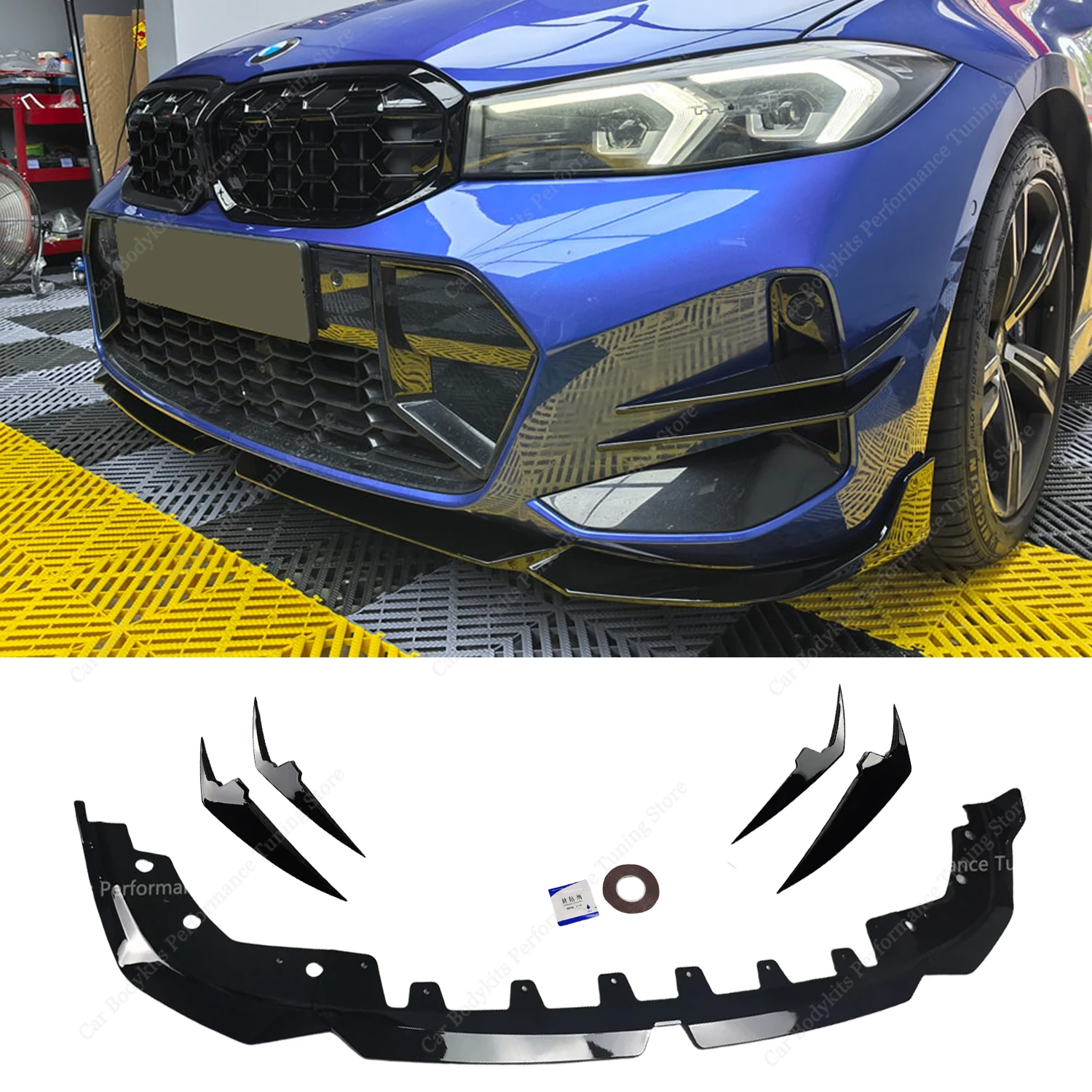 

For Bmw G20 G21 Lci Front Bumper Lip Spoiler Splitter Diffuser Canards 320i 330i 330i 320d M340i 2022-2025 Lci M Sport Bodykits
