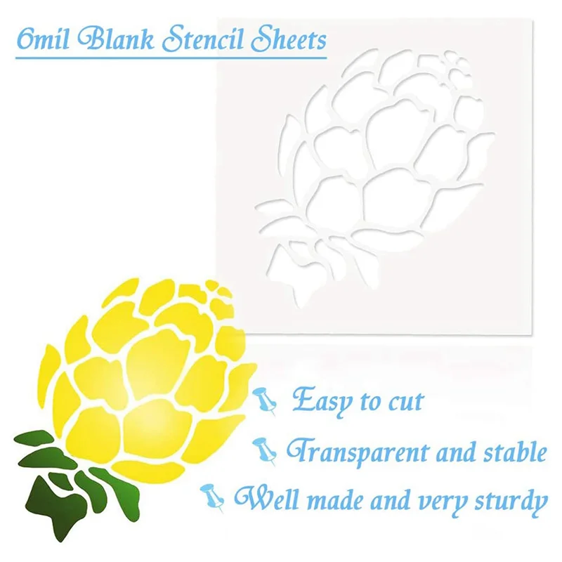Y50A-60Pcs صفائح استنسل مايلر شفافة 12 بوصة صفائح مواد استنسل فارغة، لقطع الصور الظلية المتوافقة