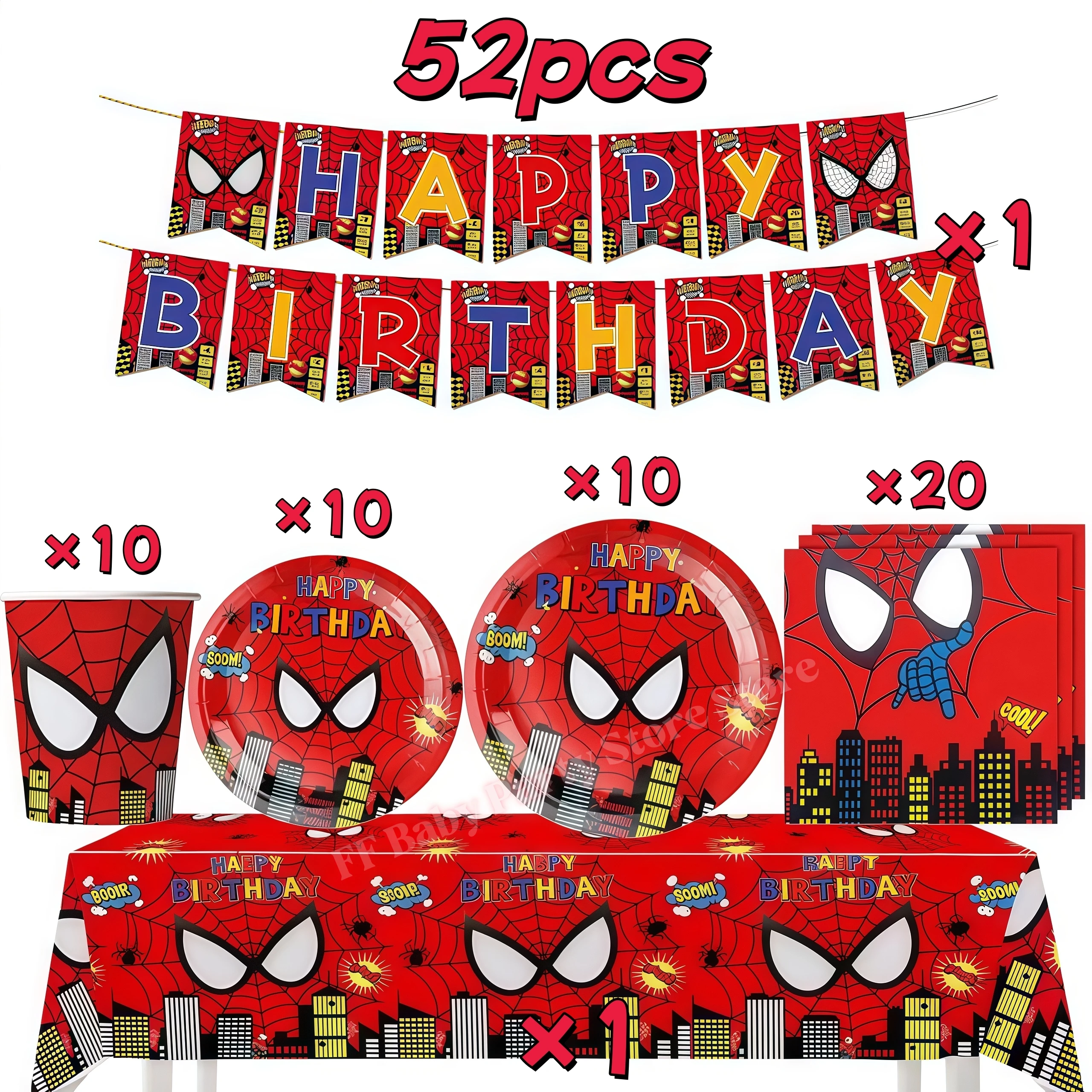 Spider Verjaardagsfeestje Decoratie Blauw Rood Spider Servies Bord Cup Banner Tafelkleed voor Babyshower Benodigdheden Feestartikelen Cadeau