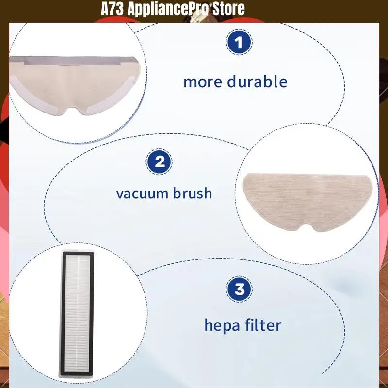 

For Dreame D9 Max Gen 2, D10s Pro, D10s Robot Vacuum Accessories Main Brush Filters Mop Rag Replacement Parts-A73Z