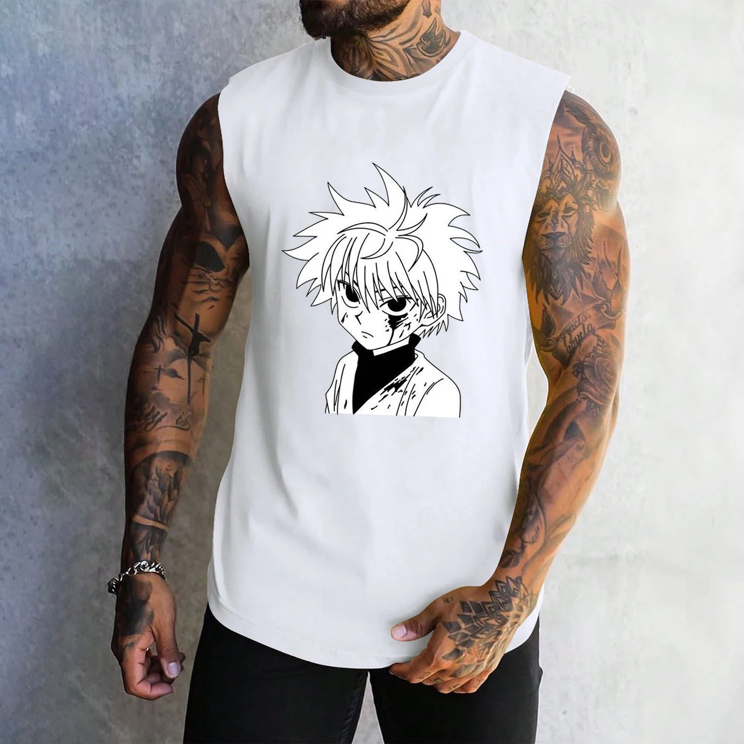 

Anime Hunter X Hunter Sports Tank Top Men's Spring Summer Thin Manga Hisoka Killua Zoldy Casual Sleeveless Wide Shoulder T-shirt