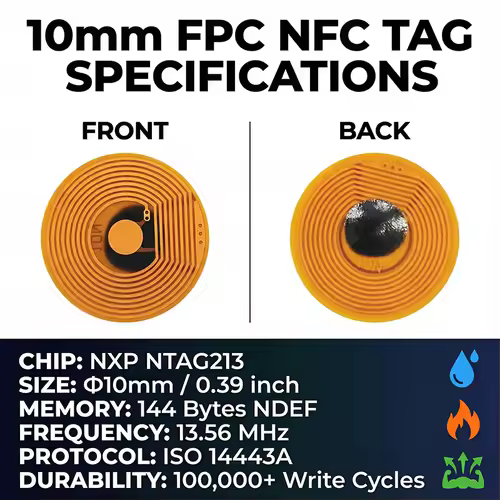 10mm Diameter High Temperature RFID NFC FPC Tags NXP NFC213 Mini Cards 13.56MHz Anti-Fake Anti-Metal Passive RF Card - Image 6